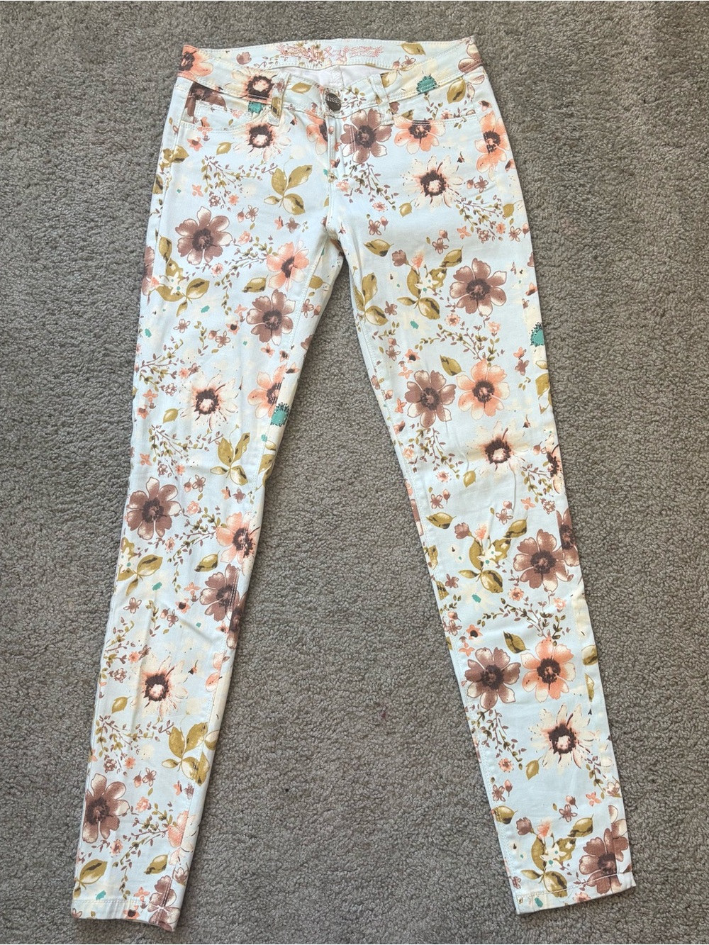 H&G Floral Print Skinny Jeans | Size 1
